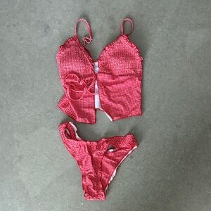 Red Gingham Women's Swim Set